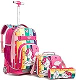 【Alta calidad】 El material de la mochila con ruedas es un tejido de nailon impermeable, que puede proteger eficazmente el contenido de la bolsa. La varilla del carro está hecha de metal pulido, lo que puede reducir mejor la carga en los hombros de los jóvenes.
