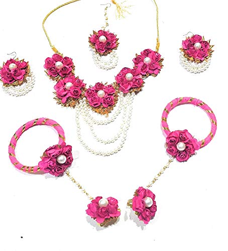 Sai collection Flower Jewellery Set for Girls & Women (Pink)