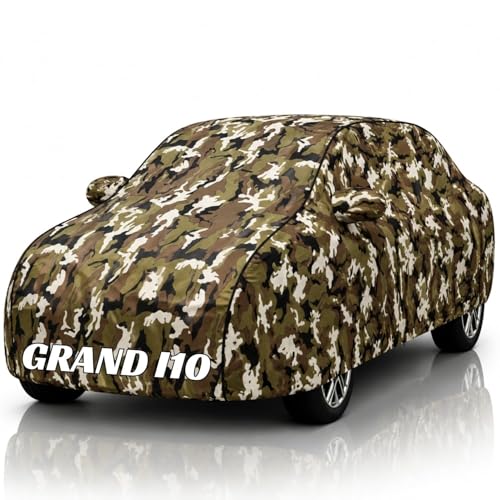 Image of Safe-Cars New Jungle 100% Waterproof Grand i10 Car Cover | Polyester Car Body Cover for Rain & Sun | UV Protection, Dustproof, Scratch Resistant, Windproof, Heat Resistant, Custom Fit