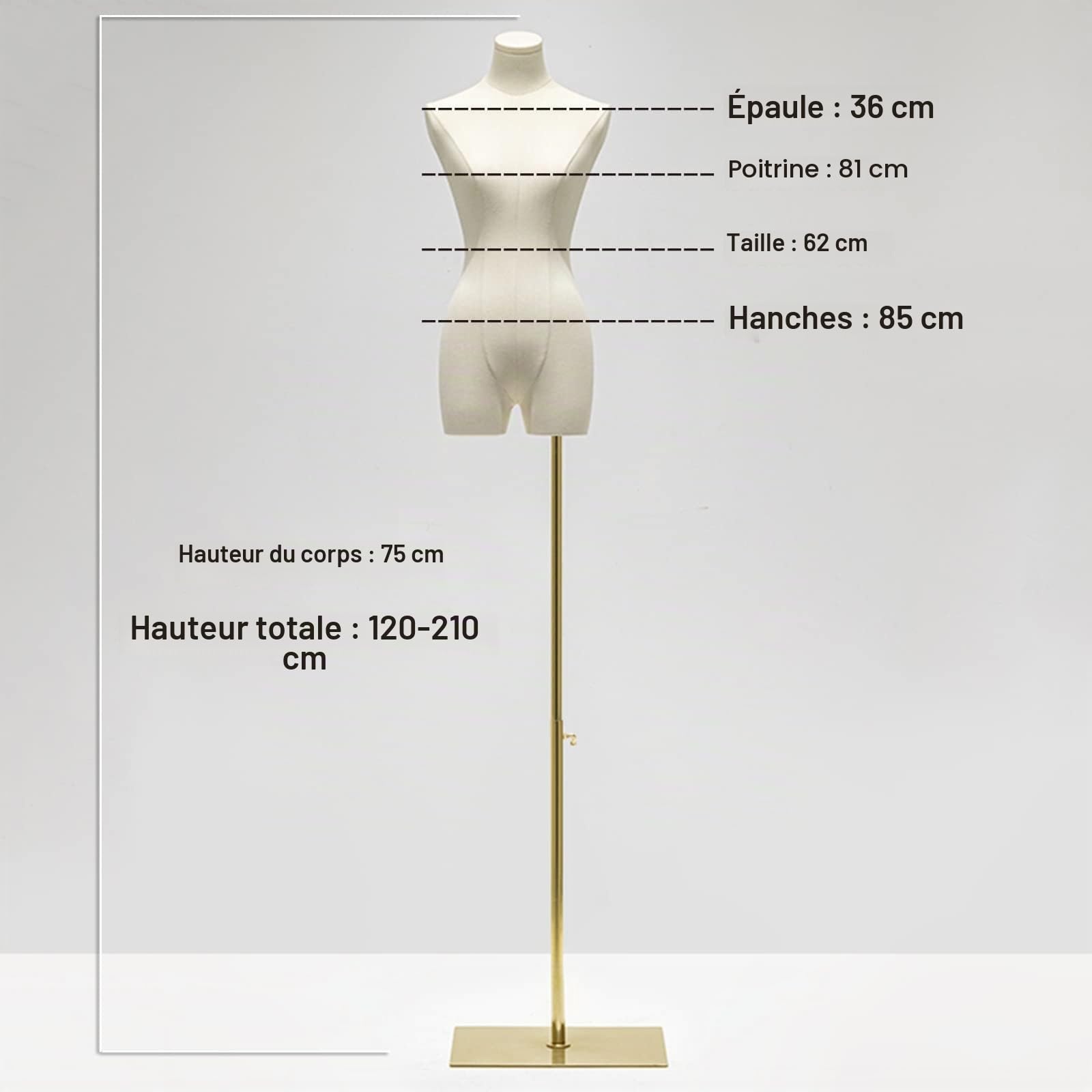 Mannequin Couture Femme, Mannequin Femme sur Pied en Hauteur avec Métal Base Rectangulaire, Mannequin de Vitrine Feminin pour Vetements Robe Vitrines Fenêtre Boutique( Couleur : White , Taille : A )