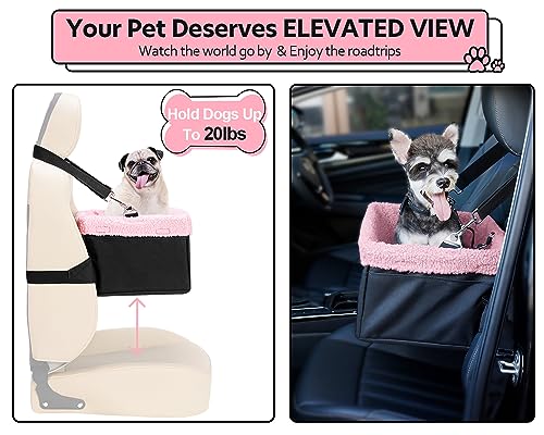 UNICITII Hunde-Autositz für kleine Hunde, Erhöhter Hundesitz für Hunde Welpenautositz Hundeaussicht, Haustierautositz für Vorder- und Rücksitz