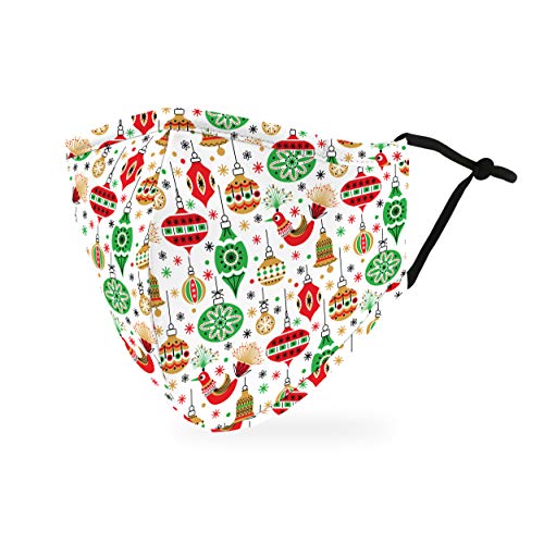 Weddingstar 3-Ply Adult Winter Washable Cloth Face Mask Reusable and Adjustable with Filter Pocket – Retro Ornaments
