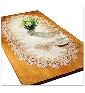 Fhberni Small Lace Macrame Tablecloth Embroidered Jacquard Vintage Coffee Table Cover for Holiday...