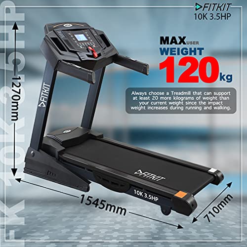 Image of Fitkit By Cult.Sport 10K 3.5 Hp Treadmill (Max Weight: 120 Kg, Manual Incline) With Free Home Installation, Free Customized Diet Plan, Trainer Led Sessions & 1 Year Warranty, Black
