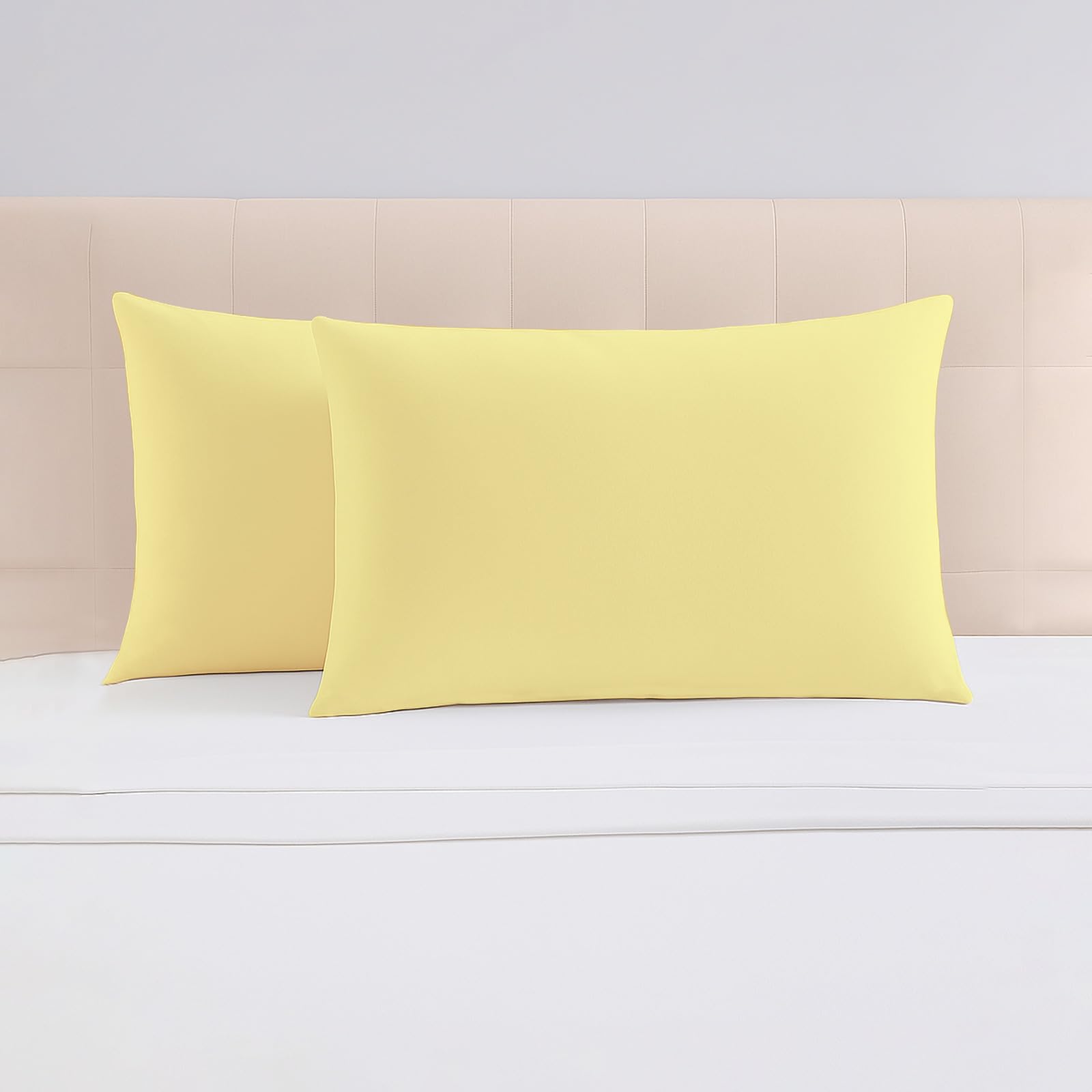 Pizuna Mellow Yellow Luxurios Cotton Housewife Pillowcases 2 Pack 48X74cm, 1000 Thread Count Long Staple Combed Cotton Thick Pillow Cover, Soft Sateen Housewife Pillow Cases (Cooling Pillowcase)