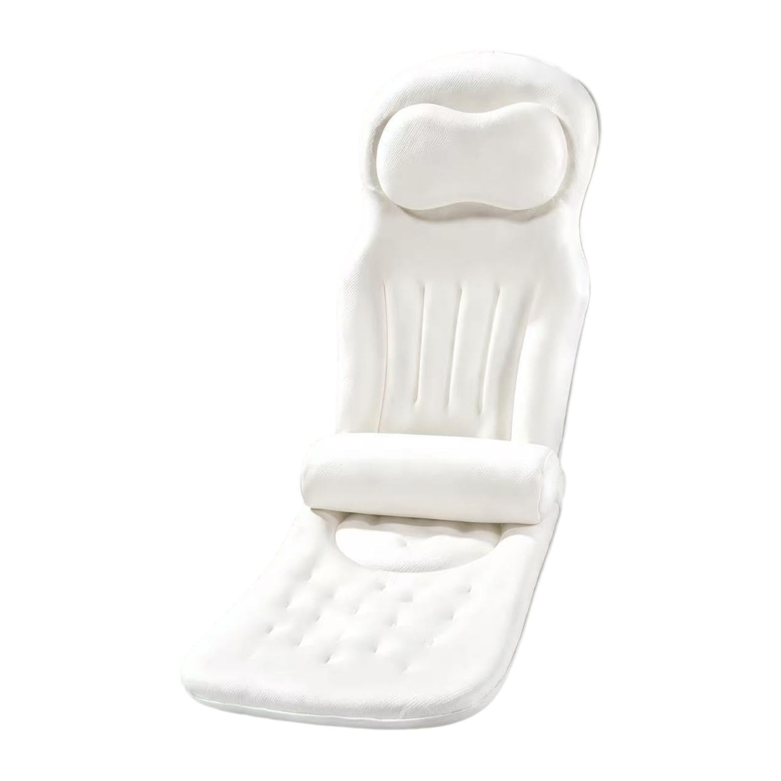 Cuscino Vasca da Bagno Cuscino Corpo Intero per Vasca Cuscino Confortevole da Bagno Supporto Schiena Testa Ventose Salde Tessuto Rete Traspirante Anti, Bianco