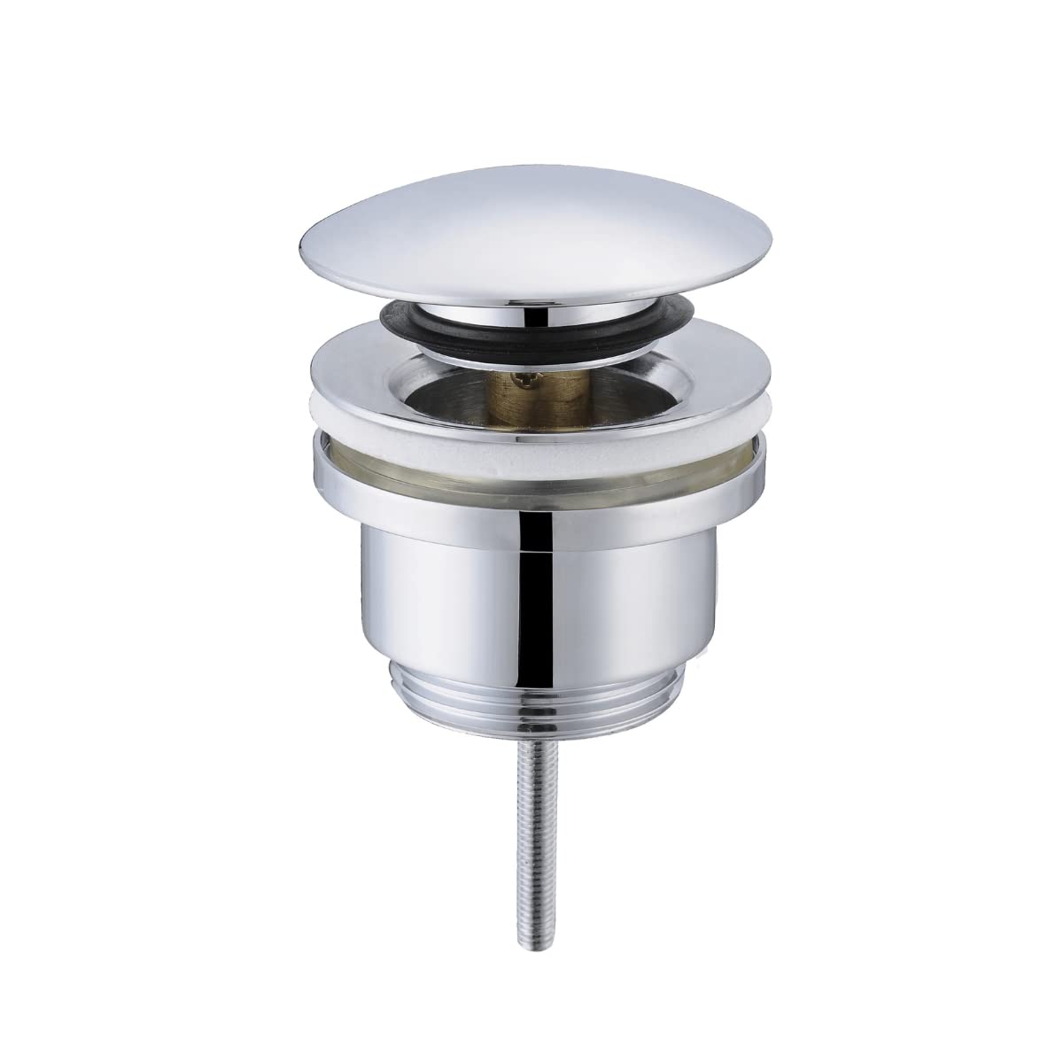 Valvula Click Clack Universal para Lavabo Con y Sin Rebosadero | Tapón Desagüe Lavabo Baño y Bidé | Válvula Lavabo Fabricada en Laton y Color Cromo