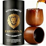 2 Pack Charred Wooden Bourbon Drinking Glass Bourbon Gifts for Men | Oak Old Fashioned Whiskey Tumbler For Dad | Great Whiskey Gifts for Men Who Have Everything | Perfect Presents For Dad or Boyfriend