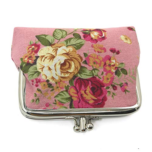 Image of Cute Floral Buckle Coin Purses Vintage Pouch Kiss-lock Change Purse Wallets