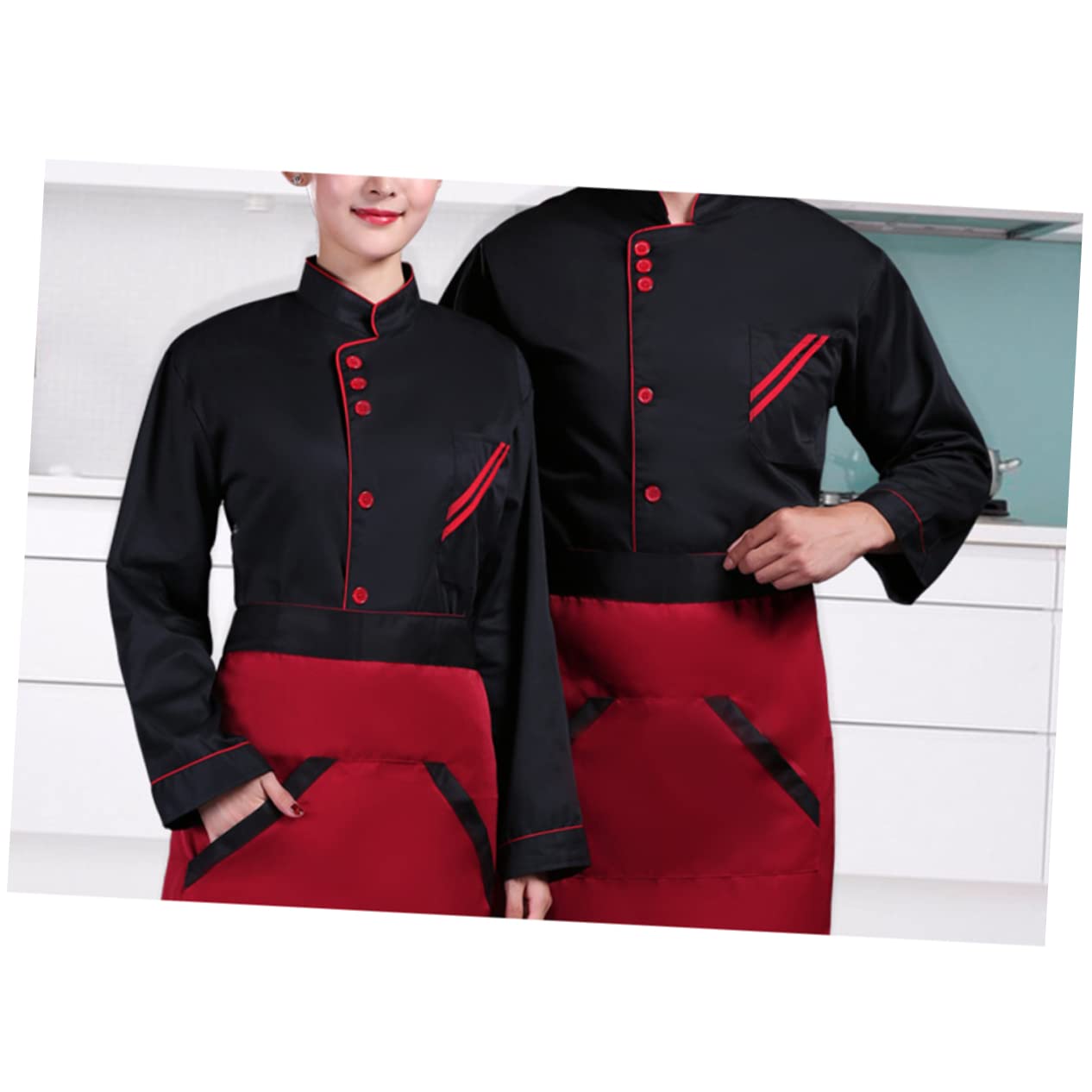 WOFASHPURET Unisex Long Sleeve Chef Jacket Black Catering Shirt for Bakery Restaurant Hotel Oil Easy to Wash Breathable Wearproof Material for Kitchen Use