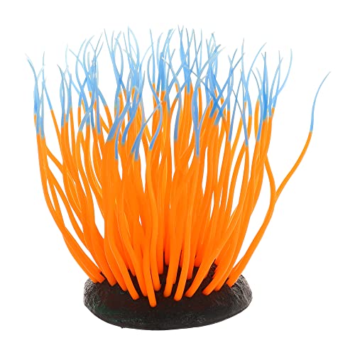 Image of VOCOSTE Soft Silicone Glowing Aquarium Simulation Coral 4.33 inch, Fluorescence Floating Aquatic Artificial Coral for Fish Tank Decoration, Orange