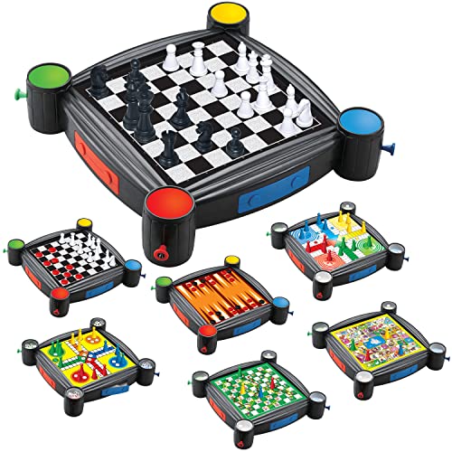 Board Game Set | 7 in 1 Classic Game Set | Tabletop Board Games, Chess and Checkers Game Set, Ludo, Snakes and Ladders, Goose, Sorry