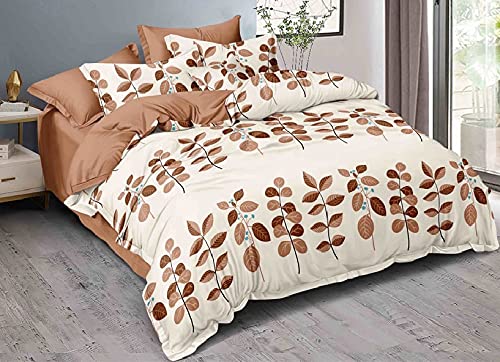 Linemates 300TC Microfiber Glace Cotton AC Comforter Set King Size Double Bed with 1 Flat bedsheet-90x100 inch and 2 Pillow Covers II 4 pc Bedding Set-Multicolor