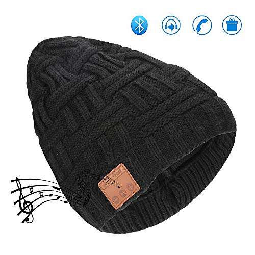 Achort Upgraded V5.0 Bluetooth Beanie Hat, Headphones Headset Hat with Mic Stereo Speakers Washable Outdoor Wireless Headphones & Microphone for Men Women Outdoor Sports Skiing Skating (black)