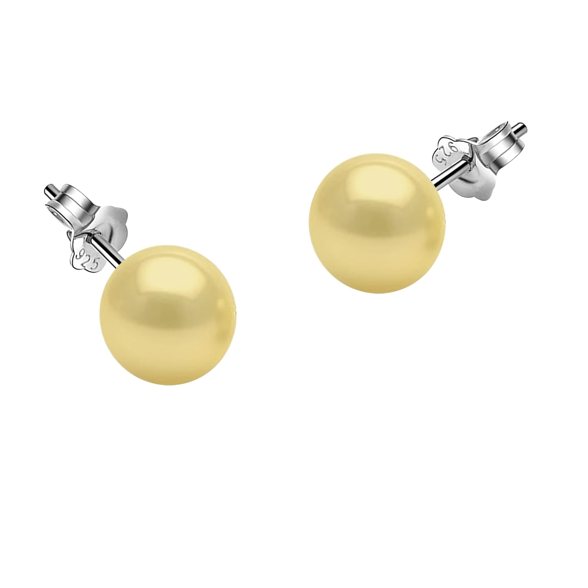 SIVYAA Classic Pearl Earrings Set for Women & Girls | Pure 925 Sterling Silver | High Lustre Gold Round Pearl Studs| Lovely Gift Item | 6 Month Warranty, Size 6 mm (B0CLVKFCC7) Amazon Price History, Amazon Price Tracker