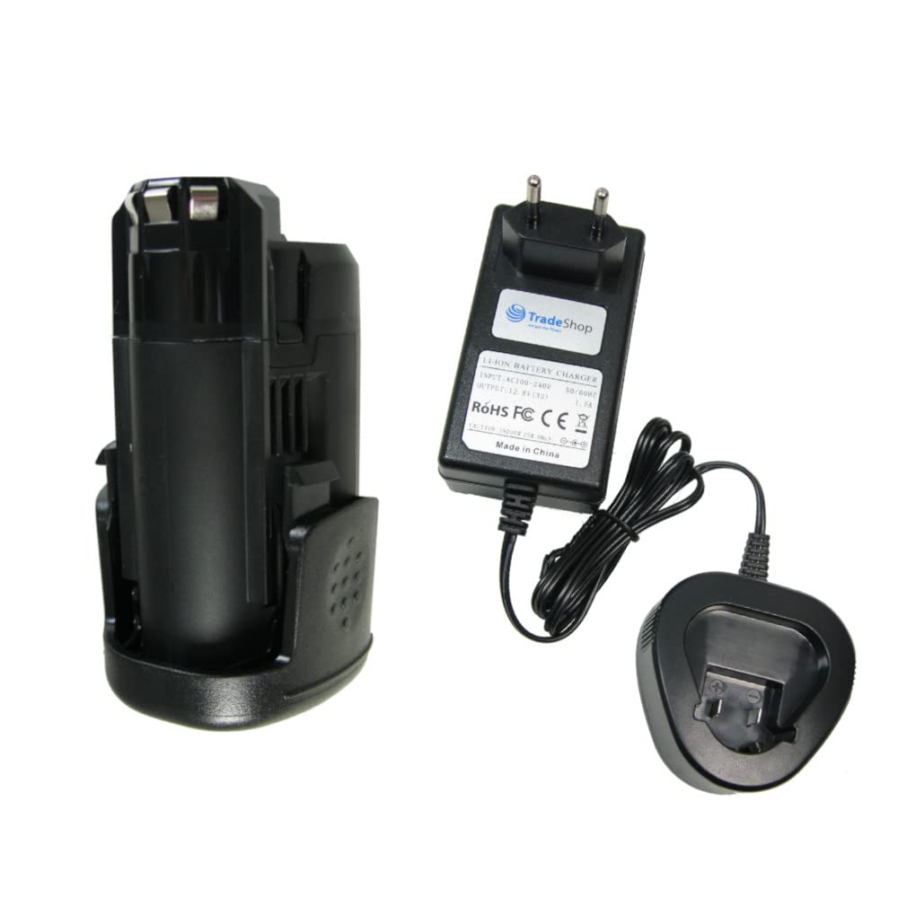 Trade-Shop Juego 2 en 1: batería de ion de litio 10,8 V/1500 mAh + cargador compatible con Würth 0700996210 Master 10.8 sustituye a Dremel 875 26150875JA 2607336867