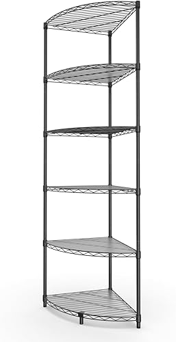 Miniatura 10 de NSF - Estantería esquinera de metal de 6 niveles, capacidad de 420 libras, ajustable, con pies niveladores y revestimientos impermeables para