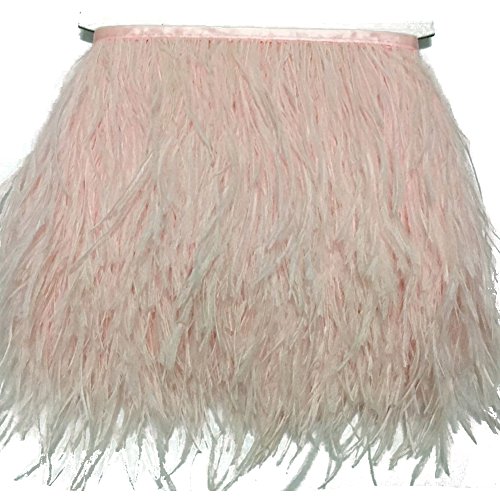 KOLIGHT Pack of 2 Yards Natural Dyed Ostrich Feathers Trim Fringe 4inch for DIY Dress Sewing Crafts Costumes Decoration (Pale-Pink)