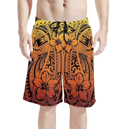 Polynesian Style Prints Mens Shorts Casual Mens Athletic Shorts Samoa Print Colorful Hemp Leaves Men's Shorts3