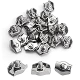 Yinpecly 20 Pcs M3 1/8' Wire Rope Simplex Clamps Cable Clips 304 Stainless Steel Single Bolt Cable Clips Clamp Fastener,M3 Poly Rope Connector, M3 Single Wires Splicer Connector