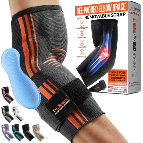 DR. BRACE Elite Elbow Brace Compression Sleeve with Gel Pad