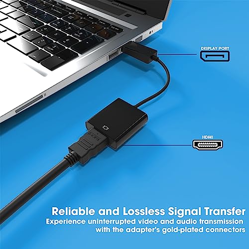 Sounce Display Port to HDMI Adapter, 1080p Display Port DP to HDMI Cable Male to Female Port Support Video & Audio Compatible with Computer, PC,... - Image 5