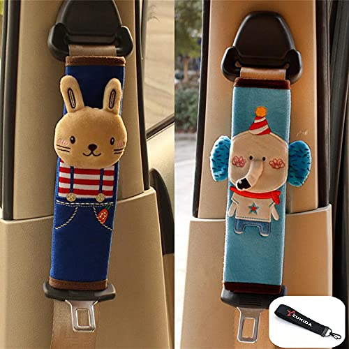 Zukida シートベルトカバー 子供 シートベルト枕 キッズ シートベルトパッド 可愛い 動物 取付簡単 カー用品 かわいい 携帯枕 キッズ カーグッズ 旅行