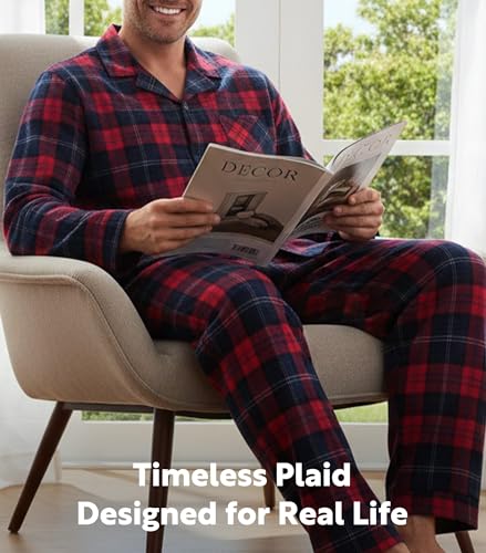 Image of DAVID ARCHY Men's Pajamas Set Flannel Pjs Sets Cotton Pajamas for Men