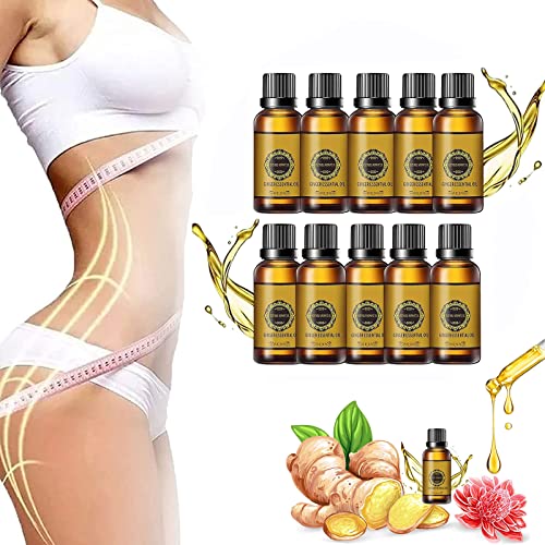 KCRPM Belly Drainage Ginger Oil, Lymphatic Drainage Ginger Oil, Slimming Tummy Ginger Oil, 5/8/10pcs Natural Drainage Ginger Oil Essential Relax...