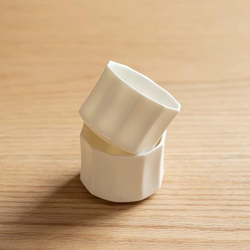 Miniatura 5 de MU MO Taza de té de porcelana de 2 onzas, tazas de café pequeñas, taza Demitasse para bebidas de café, tazas de café espresso de cerámica blanca