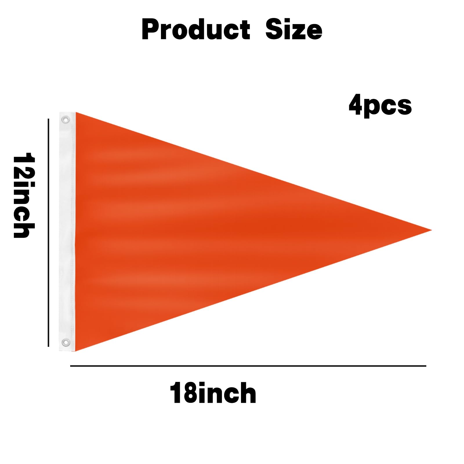 Orange Safety Flag Boat Flag 12 x 18inch Orange Triangular Flag 210D Nylon Fabric-4 PCS