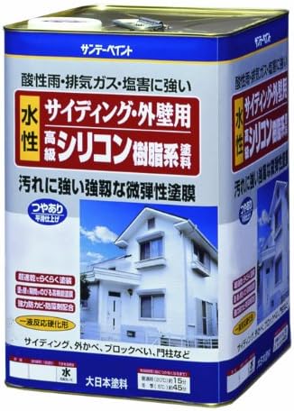 Amazon サンデーペイント サイディング 外壁用水性シリコン樹脂系塗料 ミルキーホワイト 16kg 塗料缶 ペンキ