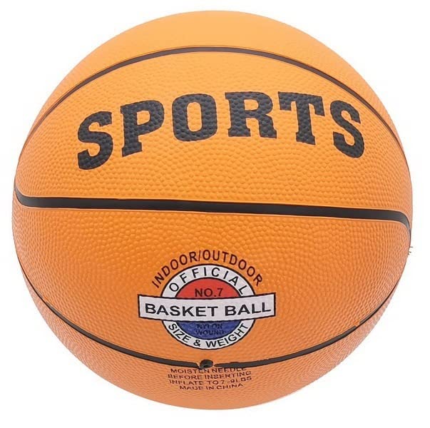 SDMAX 1x Size 7 Orange Rubber Basketball for Kids, Boys, Adults, Men, Women - Ideal for Outdoor and Indoor Gaming Sport - Suitable for Ages 3 to 10 Years