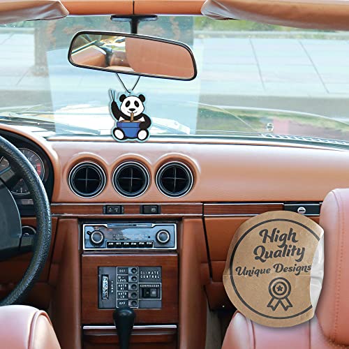 Image of Cute Funny Panda Eating Noodles Car Air Freshener 4 Pack Scented with Premium Oils (4 Pack)