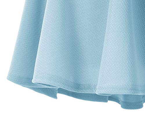Urban Coco Women's Basic Solid Versatile Stretchy Flared Casual Mini Skater Skirt (Medium, Light Blue) #TOP5