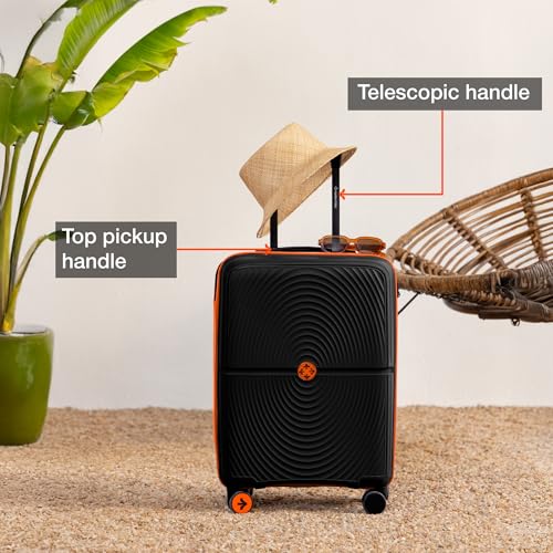Image of Nasher Miles Bali Hard-Sided Polypropylene Cabin Luggage 20 inch | 55cm | 8 Wheels Small Trolley Bag for Travel | Suitcase (Black)