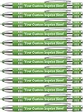 Soft-Touch Custom Pens with Stylus Personalized Metal Printed Name Pens - Black Ink - Imprinted Message of Choice - 12 pcs/pack (Green)