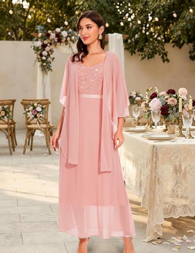 Image of BeryLove Summer Formal Wedding Guest Prom Dresses Sequin Cocktail Evening Lace Elegant Mother of The Bride Dress