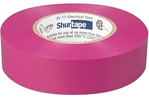 Shurtape EV 77 Pro Grade Pink Vinyl Electrical Tape, 7 Mil x...