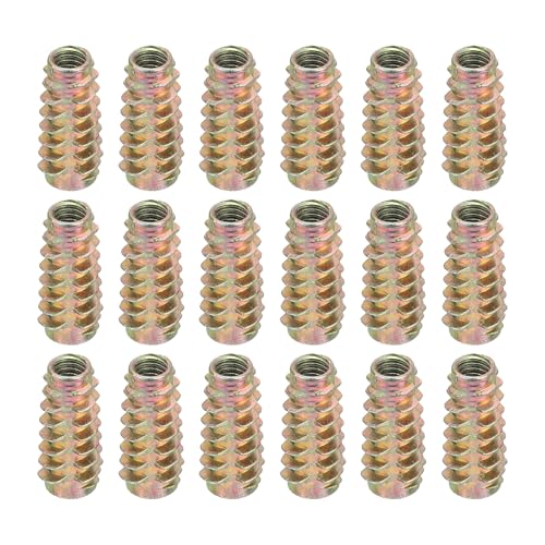 sourcing map 18 Pcs Threaded Inserts for Wood, Zinc Alloy M6 Thread Inserts Nuts Hex-Flush Socket Drive Screw 25mm Length for Furniture, Cabinet, Tables and Chairs