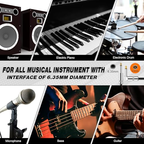 8 Pack 10FT Instrument Cable - Guitar, Bass, Keyboard, Microphone & Mixer Amp Cord (Multicolored)