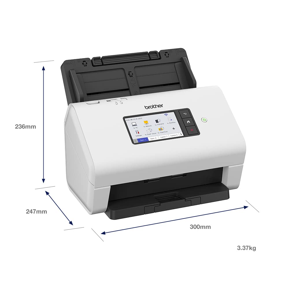 Brother ADS-4900W Scanner con ADF + alimentatore di fogli 600 x 600 DPI A4 Nero, Bianco (ADS-4900W 2-SIDED SCAN UP TO - 60PPM / 120IPM 100 SHEET ADF 100)