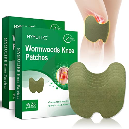 MYMULIKE Pain Relief Patch Knee Pain Relief Patch 52 Pcs Wormwood Knee Patches Up to 24h No Side Effect Pain Patches Arthritis Pain Relief Patches Pain Relieving for Knee Joints Pain(for Knee-52)