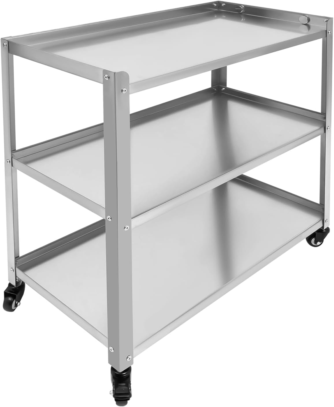 Stainless Steel Kitchen Utility Cart, 3-Tier Mobile Kitchen Island Cart with Lockable Wheels,300 lbs Load, Heavy-Duty Serving Trolley for Kitchen, Restaurant, Office, Bar, Hotel