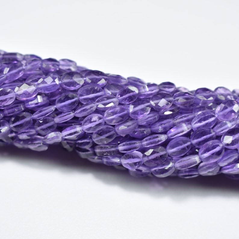 Naturalny fioletowy ametyst owalne fasetowane koraliki 4 x 5,5-4 x 6 mm 33 cm długi sznurek, tworzenie biżuterii, koraliki z kamieni szlachetnych do naszyjnika, bransoletki