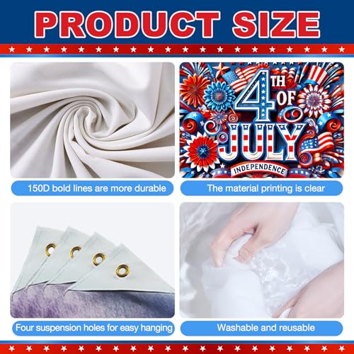 Image of BlissYard Independence Day Banner 71 x 43 Inch 4th of July Decorations Veterans Day Memorial Day Banner Decorations Supplies America Independence Day Theme Patry Decorations Indoor Outdoor Supplies