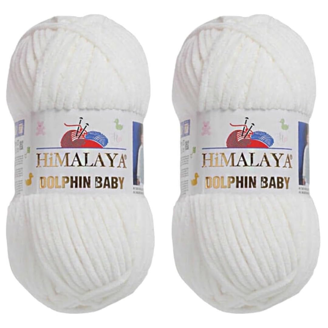 Himalaya Dolphin Baby Yarn 2 X 100g Skeins Super Bulky Yarn for Knitting/Crochet Ideal for Cardigans Shawls Blankets Hats and Home Textiles (2, 80363 Off White)