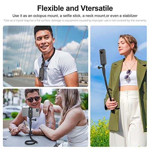 Image of TELESIN Flexible Clamp Mount Selfie Stick Extension Pole for GoPro Insta360 Phones, Camera iPhone Android Tripod Stand Neck Holder for Bike, Motorcycle, Boat, Tube, Treadmill, Stroller, Car, Desk