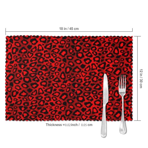 Sets de table imprimé animal léopard rouge anti-rayures pour table en verre fragile