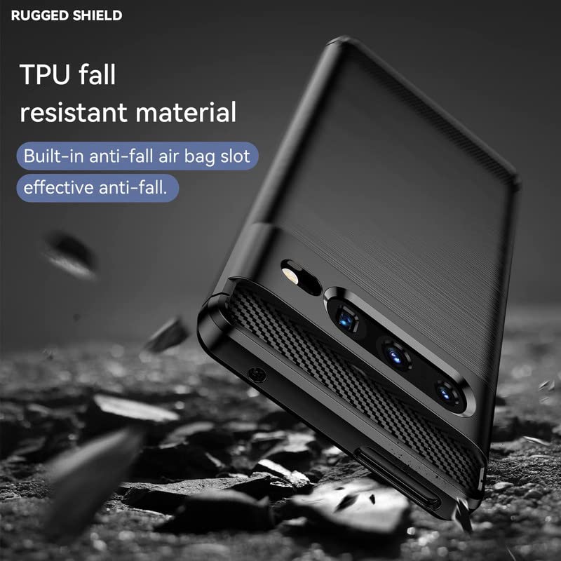 Image of NPRC Hybrid Ultra Slim Protective Case TPU Non-Slip Carbon Fiber Texture Shockproof Case Cover for Google Pixel 7 pro - Black